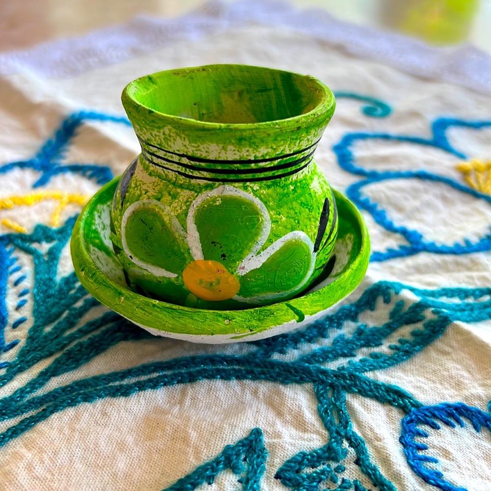 Hand Crafted Miniature Mexican Mug & Dessert Bowl - Jarrito con su Plato